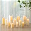 Romadedi Porta Candele Vetro Centrotavola - Set di 3 Portacandele da Tavolo Moderno per Candele Colonna Galleggiante Lumini Vaso Decorativi per Natalizie Matrimonio Feste Decorazioni Casa, 10/15/20 cm