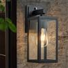 FTL Lampada da Parete con Sensore per Esterno dal Crepuscolo all'Alba E27, Nero Luci Esterne da Parete con Sensore Crepuscolare, Impermeabile IP44 Applique Lanterna da Parete in Vetro per Giardino