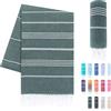 LAYNENBURG telo mare premium con frange annodate a mano - 100% cotone Telo fouta hammam 95x180 cm - OEKO-TEX 100 - telo hamam grande - asciugamano sauna e pestemal (Verde scuro)