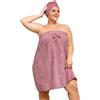 HJMJY Asciugamano avvolgente con asciugamano per capelli per donne, accappatoio da doccia da donna, comodo asciugamano da bagno regolabile + asciugamano per asciugacapelli, viola, XL-XXL