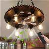 KZT Ventilatore da soffitto con Luce e Telecomando Silenzioso 6×E27 Retrò Lampadario con fan Vintage Industriale Lampada a Sospensione a ruota dentata per sala da pranzo Soggiorno Cucina illuminazione