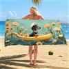 Generic Adorabile telo mare con bassotto giallo stampa barca cartone animato estivo decorativo ad asciugatura rapida in microfibra senza sabbia asciugamano oversize leggero, da viaggio, piscina, picnic