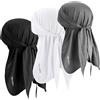 YANIKY Bandanas Do Rag Skull Caps per uomo e donna, traspirante, fodera per casco multifunzionale, 3 in 1, protezione solare UV, collo drappeggio, cappello da ciclismo Durags (nero + grigio)