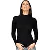 Intimidea - Maglia in Cashmere e Modal, T-Shirt Maniche Lunghe con Collo Dolcevita, Calda e Morbida, 212818 (Nero, L/XL)