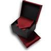 Sweet Leaf Cravatta da uomo, Fazzoletto da Taschino e Gemelli Rosso Scuro - 100% seta - Classico, Elegante e Moderno - (Confezione Regalo, ideale per un matrimonio, con un abito)