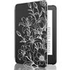 MoKo Custodia Compatibile con 6 Pollici Kindle 11a Generazione 2024/2022, Cover Leggera con Auto Sveglia/Sonno per Kindle 2024/2022 11a Gen e-Reader, Linea di fiori in Bianco e Nero