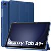 MoKo Custodia per Galaxy Tab A9+/A9 Plus 11 Pollici 2023, Cover Protettiva Sottile con Supporto e Retro Rigido Traslucido in PC per Tab A9 Plus SM-X210/X216/X218, Auto Sveglia/Sonno, Blu Marino