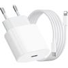 UWECAN Caricatore per iPhone, Caricatore USB C da 20W con Cavo per iPhone da 1M, Caricabatterie per iPhone 14/13/ 12/11/ X/ 8/7