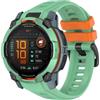 GIOPUEY Cinturini Compatibile con Garmin Instinct 3 50mm, Morbido Silicone Cinturino [Resistente all'Usura] [Traspirante] - Green/Orange