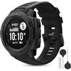 CHULN 22mm Silicone Cinturino per Garmin Instinct/Instinct 2/Solar/2 Solar/Tactical/2 Solar Tactical, Regolabile Sportiva Cinturino di Ricambio per Smartwatch.(No host)