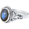 GEMS VIBES Anello Gems Vibes Blue Flash Labradorite per donna, in argento Sterling 925, raffinato gioiello, fatto a mano, regalo per lei, anello con pietra preziosa taglio ovale, misura 6