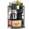 Heldenwunder Mensola MobileCucina Salvaspazio Acciaio (3 Ripiani) | Organizer Forno Mobiletto Scaffali | Supporto Microonde Regolabile + Video Guida, Ganci - Nero