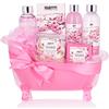 BRUBAKER Cosmetics Set da bagno e doccia con fiori di ciliegio - Set regalo da 8 pezzi in vasca decorativa