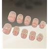 MouyouGlow Fatto a mano Unghie Finte Corte MouyouGlow,Ovale Kawaii Cute Rosa Ombre Brillantini 3D Bow Papillon Pink Gradiente Shimmer Bling Utilizzabile Press on Nails con Gel Pad,Handmade Fake Nails 10Pz 503-S