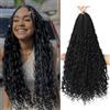 Firstcyh Hair Boho Box Braids Crochet Hair with Curly Hair Pre Loop Long Black Messy Goddess Box Braids Extensions de cheveux pour femmes noires (45.72 cm (Lot de 8), 1B#)