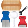 MEDca Kit premium per pidocchi da 5 pezzi - Set per il trattamento completo con pettine a denti fini e lente d'ingrandimento - BS0765G Set di pettini per pidocchi