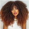 Lizzyhair Parrucca afro riccia per donne nere, bomba da 18 pollici, senza colla, fibra sintetica, densità 200%, taglia 57,15 cm, colore nero a marrone