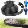 Chingcoo Bordo flessibile in plastica, con 100 ancore, bordo in plastica, lunghezza 20 m, altezza 5 cm (20 m x 5 cm, nero)