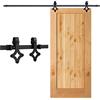 Lospitch Binario per Porta 6FT/183CM Binario per Porta Scorrevole Kit Binario per Porta Scorrevole Anta Binario Scorrevole Esterno Muro Completo Accessori Classico Rulli Forma Nero Diamante