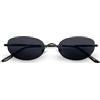 Liora Isabella Model in Minimalist Vintage Rimless Ovale Sunglasses Slim Frame for Women Timeless 90s Inspired Eyewear Occhiali UV400 Protection Black