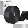 vsshe Fascia di Protezione dal Calore, 15m*5cm Bende Termiche Moto, Protezione Calore Nastro, Nastro Termico Isolante per Moto con 10 Fascette Metalliche, per Tubo Scarico Motos e Auto, Nero