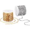 PH PandaHall 10m x 3mm Catene a Graffetta in Acciaio Inossidabile Placcato in Oro 18K Catena Argentata Dorata per Borse Creazione di Gioielli Collane Bracciali per Lavori Fai Da Te, 2 Rotoli