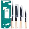 SHANGDAO Set da Cucina Giapponese per Chef di 4 Coltelli Set Set di Coltelli per Sushi, Coltello da Cucina Nakiri-Yanagiba-Deba-Utility, Set di Coltelli per Affettare Pesce