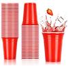 NUZEKY Set di 150 bicchieri rossi per feste - bicchieri di plastica riutilizzabili - 12 oz 350 ml bicchieri di plastica rossa per feste, campeggio, compleanno, matrimonio
