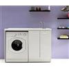 Sconosciuto Yellowshop - Mobile Lavatoio Lavapanni Lavanderia Con Coprilavatrice Lavatrice Ad 1 Anta o 2 Ante Bagno In Legno Mobile Lavabo Varie Misure (Cm L.124 x P.60 x H.87 Versione Sx)