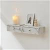 [en.casa] Mensola da Parete con 2 Cassetti 60 x 15 x 10 cm Mobiletto Pensile per Soggiorno Ingresso Comodino Sospeso per Camera da Letto - Effetto Marmo Bianco