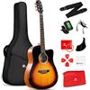 Vangoa 4/4 Chitarra Acustica Kit Abete Rosso Legno Dreadnought Chitarra Folk Acustiche per Principianti Adulto Studente con Borsa Corde Plettri Capotasto Cinghia, Lucido, Sunburst