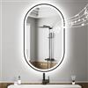 STARLEAD Nero Specchio-Ovale-Bagno-LED-con-Luce 100x60cm, Bluetooth, Antifog, Dimmerabile, 3 Colori Luce, Memoria, Vetro Temperato, IP44, Orizzontale/Verticale, Cornice non Metallica