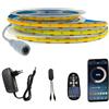 FOLGEMIR Striscia LED COB 1 metro, Bianco Caldo 3000K dimmerabile, 8mm Larghezza, Bluetooth APP controllata con alimentatore 12V + telecomando RF, autoadesiva, flessibile