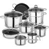 Karcher 113577 Set di pentole Jette (14 pz., incl. 5 coperchi in vetro, acciaio inox, adatto ai piani a induzione e lavabile in lavastoviglie)