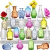 INFTYLE Set di 24 vasi in vetro, piccoli vasi per fiori, vasi singoli colorati in massa, mini vasi rustici decorativi per centrotavola, bottiglie di vetro vintage per matrimoni, casa, decorazione da tavolo