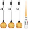 Lightsjoy 3 lampade a sospensione con batteria lampada a sospensione per interni a batteria per esterni lampada boho dimmerabile da appendere con telecomando IP65 lampada da soffitto impermeabile