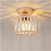 ANWIO Lampadario Cristallo Oro, Plafoniera Soffitto in Cristallo Moderno con 1 Luce, Lampadario Corridoio con Paralume in Vetro E27, Plafoniera Bagno Piccolo, 22.5 CM (Senza Lampadine) Kitchen