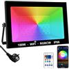 T-SUNUS Proiettore LED RGB Esterno WiFi, T-SUNUS Proiettore RGB Colore 100W con App Bluetooth e Telecomando, IP66 Impermeabile per Giardino Festa Bar Party Halloween Natale