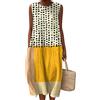Mfhmom Vestito Mussola Donna Estivo Senza Maniche Abito da Spiaggia in Lino Vestiti Estivi con Scollo Rotondo Abito Boho Stampa Floreale Vintage Abiti Leggero e Comodo Vestito Midi Arioso con Tasche