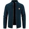 Generic Cardigan da uomo con zip intera maglione felpa cappotto autunno inverno Sherpa foderato giacca di lana cardigan unisex fatto a mano caldo cardigan con tasche con cappuccio, Marina Militare, XXX-Large