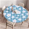 FANSU Tovaglia Rotonda Antimacchia con Bordo Elastico,Tavolo Circolare Copertura Antipolvere Tavolino Kitchen Decoration Copritavolo Adatto per Interni ed Esterni (Plaid Blu,120cm)