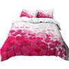 Morbuy Set di Biancheria da Letto di Matrimoniale 3D Romantico Amore Stampa Digitale, Doppio Set Copripiumino in Morbido Microfibra con Federa e Copripiumini a Cerniera (Rosa Rossa,140x210cm)