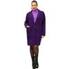Ulla Popken Cappotto Felpato con Fessure Felpa, Viola Profondo, 52-54 Donna