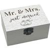 MIJOMA Scatola musicale in legno, confezione regalo per denaro: elegante scatola regalo in legno con carillon, incisione laser, perfetta per compleanni e matrimoni, circa 10 x 7 x 5 cm (Mr. & Mrs.