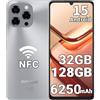 DOOGEE Note 58 Android 15 Smartphone, 32GB+128GB/2TB, 6.75'' HD+ 90Hz, 6250mAh, Octa-Core, 16MP+8MP, 4G Dual SIM Telefono Cellulare, Face ID, NFC/GPS/OTG