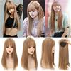 LesafeV Topper per capelli lisci e fronte, 50 cm, con frangia spessa, parte centrale con clip, per coprire i capelli sottili (25#)