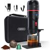 HiBREW H4- Macchinetta Caffe Portatile,Macchina per Caffè Espresso a Capsule, Compatibile con Capsule Orignal Nespresso Dolce Gusto polvere di caffè DC12V,60ml,60W (Premium,Nero)