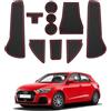 Coleya Tappetini Antiscivolo Compatibile con Audi A1 2019-2025, Tappetini in Gomma per Console Centrale, Portabicchieri, Cuciture Porta, Braccioli, Audi A1 Tappetino per Auto (Rosso)