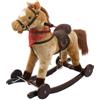 GIODICART Cavallo a Dondolo Marrone Chiaro con Ruote, Peluche Cavalcabile, Nitrisce e Muove la Bocca