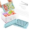 Aurobest Vassoi Cubetti Ghiaccio con Contenitore, Cucchiaio, Pinza,99 Griglie Stampo Ghiaccio Rotondo con Coperchio,Ghiaccio Sfera Mini per Congelatore,Stampo Cubetti Ghiaccio per Whisky, Cocktail, Caffè(Blu)